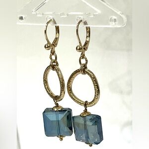 Chic Gold and Blue Geometric Earrings